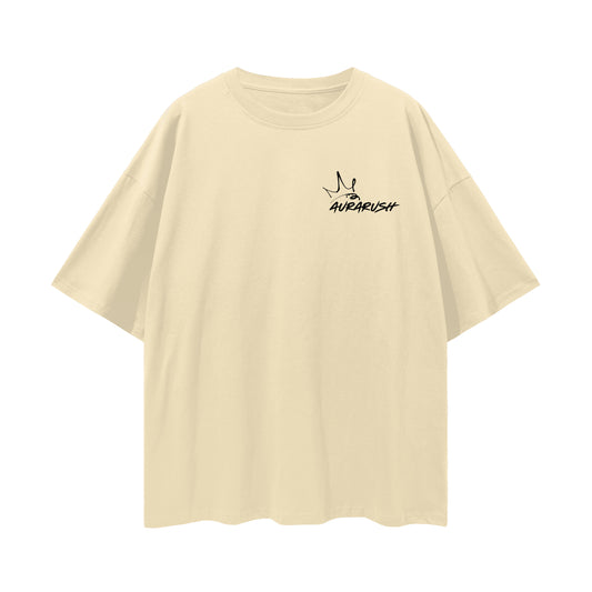 Small AURARUSH Loose Drop Shoulder Tee- Black Print
