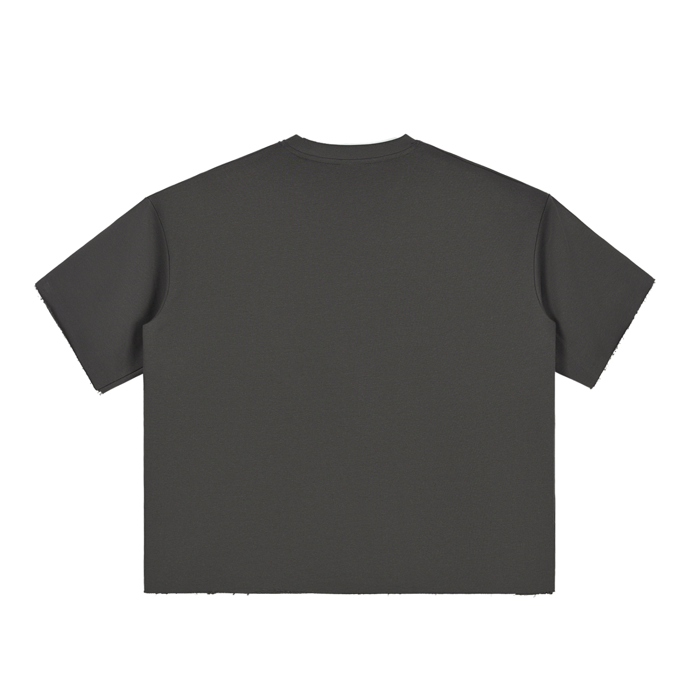 Large AURARUSH Boxy Half-Sleeve Raw-Edge T- White Print