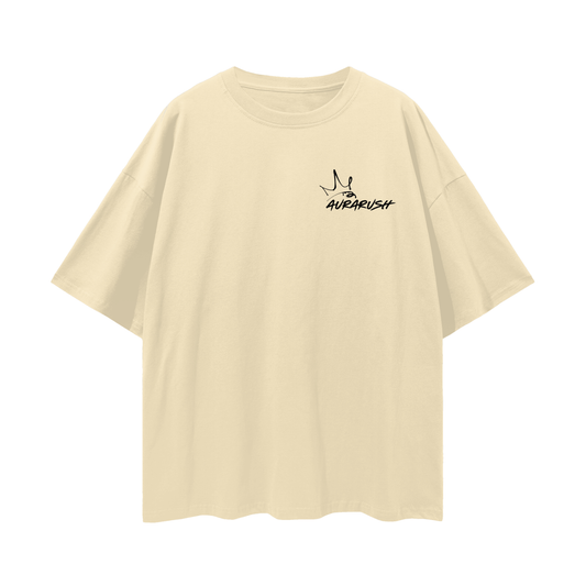 Small AURARUSH Loose Drop Shoulder Tee- Black Print