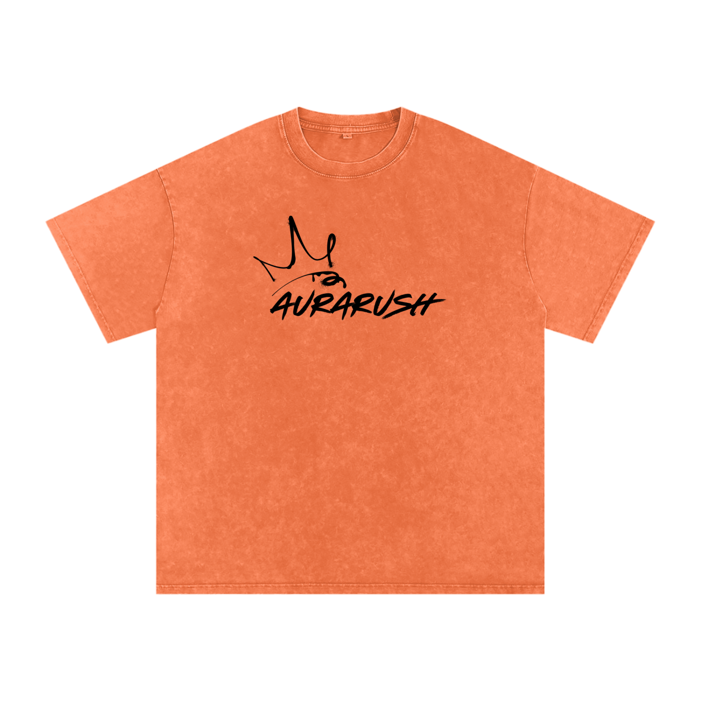 Large AURARUSH Snow Washed Oversized Tee- Black Print