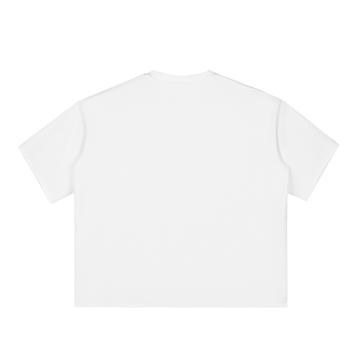 Large AURARUSH Boxy Half-Sleeve Raw-Edge T- Black Print
