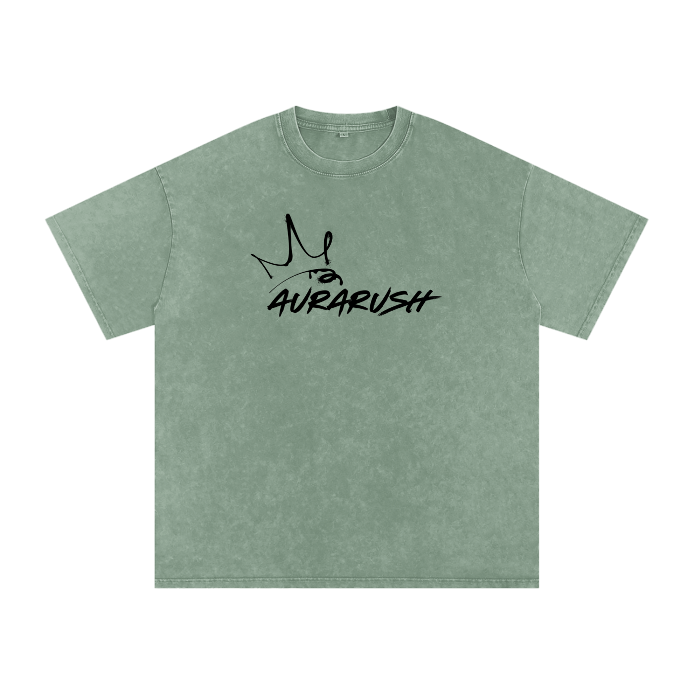 Large AURARUSH Snow Washed Oversized Tee- Black Print