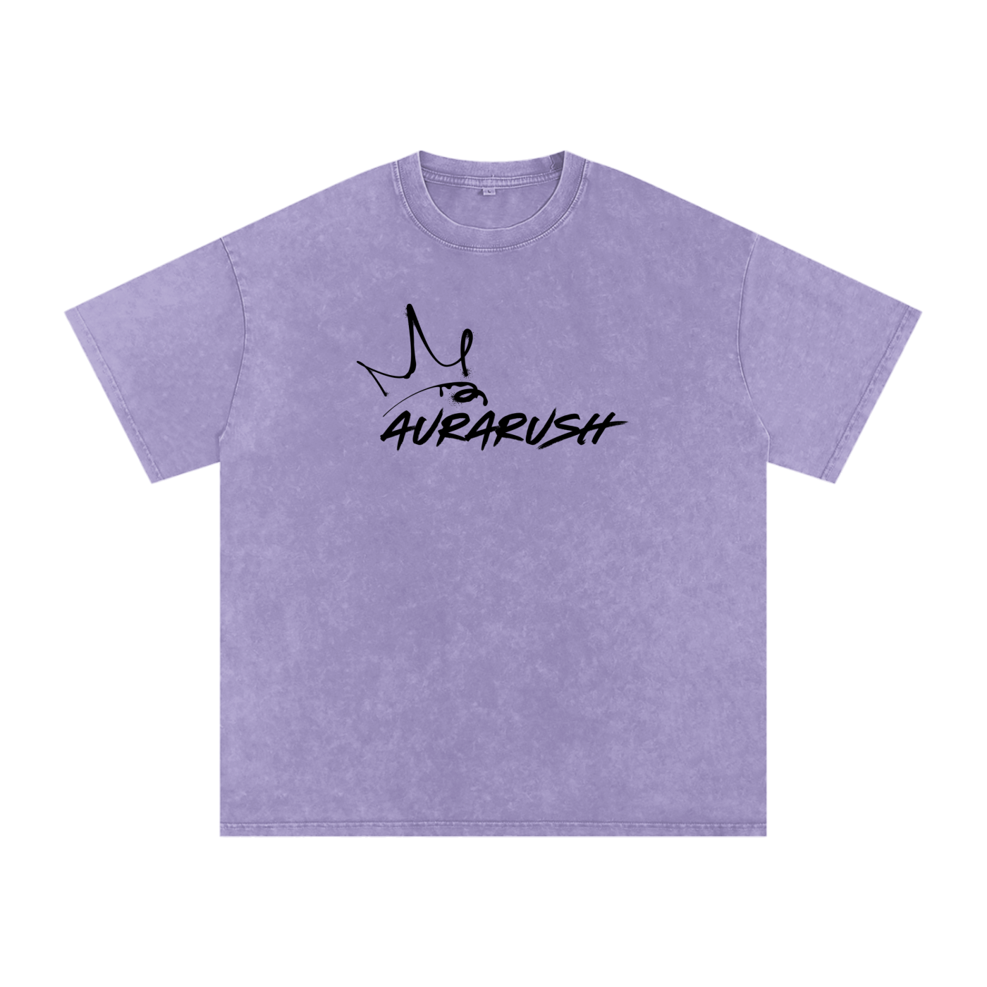 Large AURARUSH Snow Washed Oversized Tee- Black Print