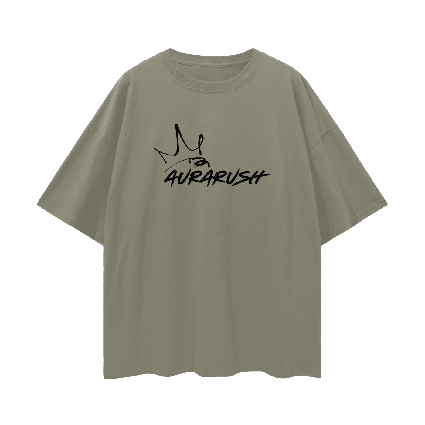 Large AURARUSH Loose Drop Shoulder Tee- Black Print