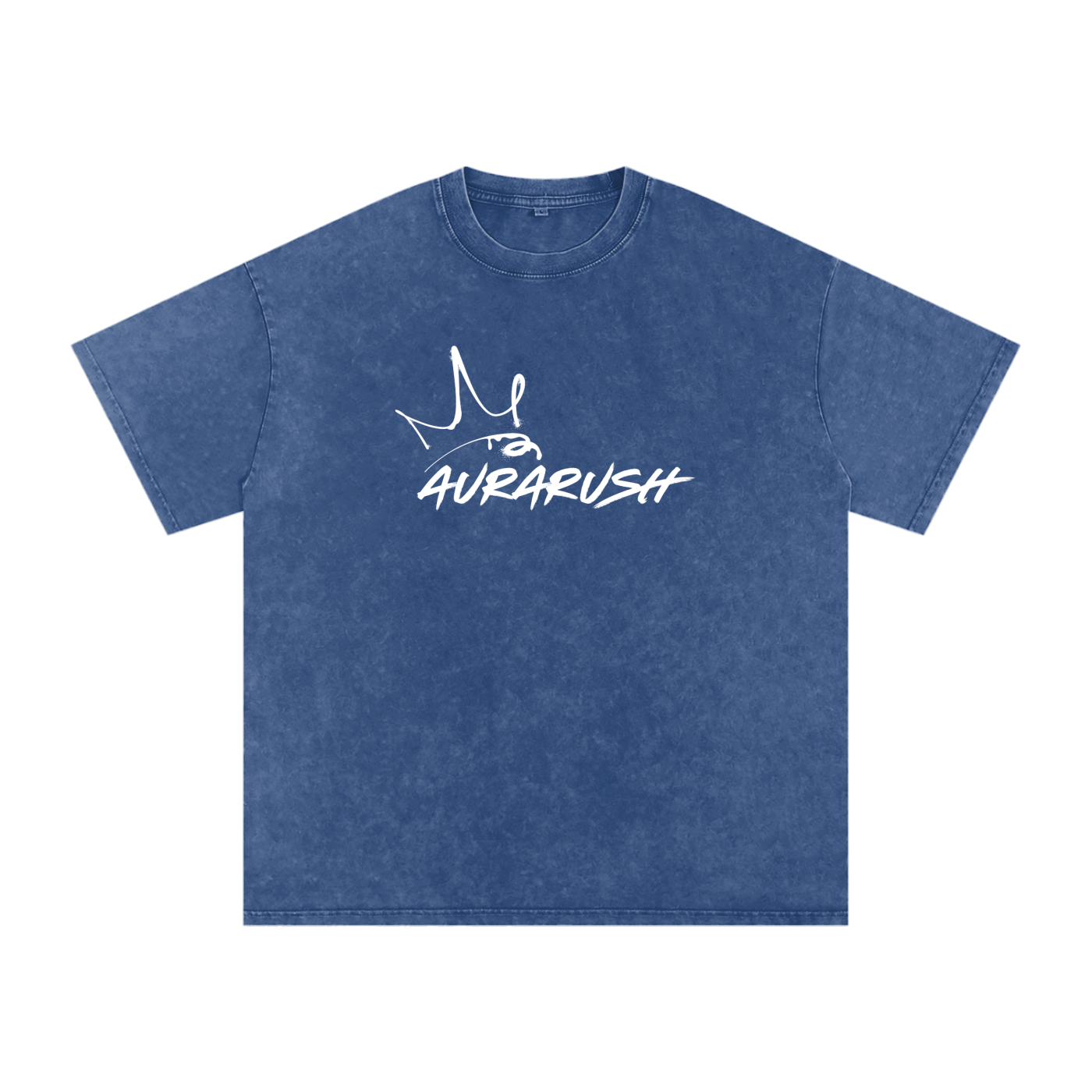 Large AURARUSH Snow Washed Oversized Tee- White Print