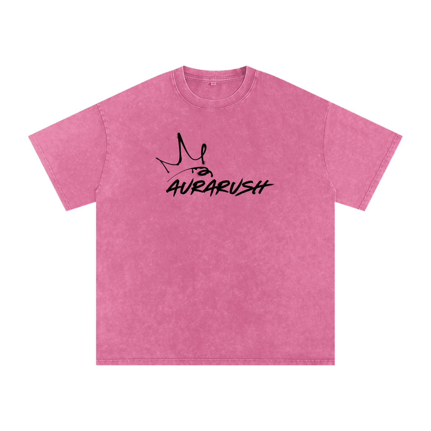 Large AURARUSH Snow Washed Oversized Tee- Black Print