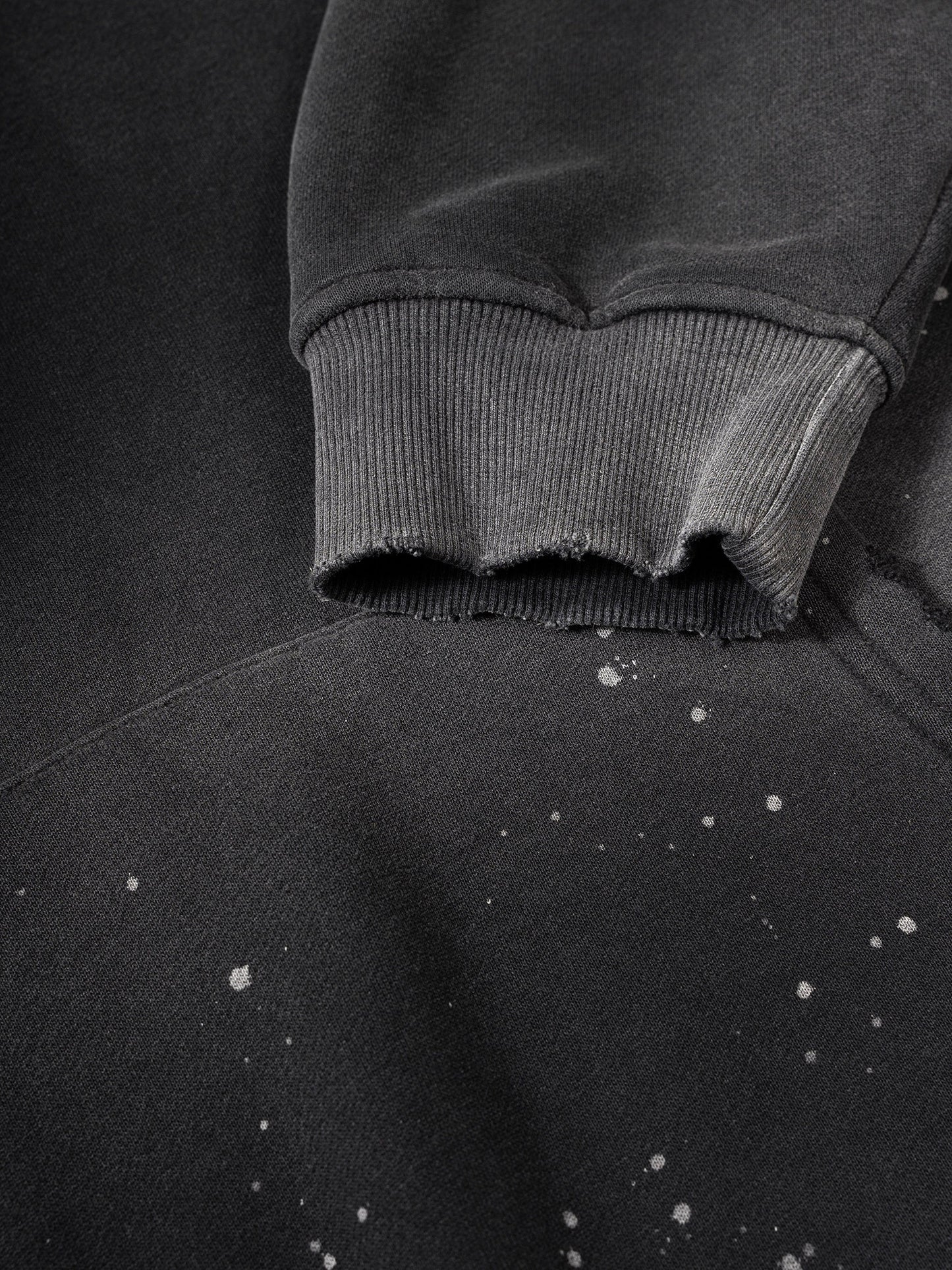 Large AURARUSH Initials Vintage Washed Frayed Fleece Hoodie