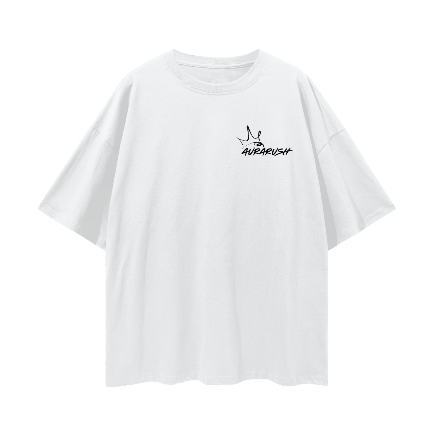 Small AURARUSH Loose Drop Shoulder Tee- Black Print