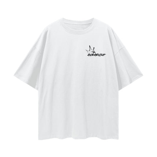 Small AURARUSH Loose Drop Shoulder Tee- Black Print