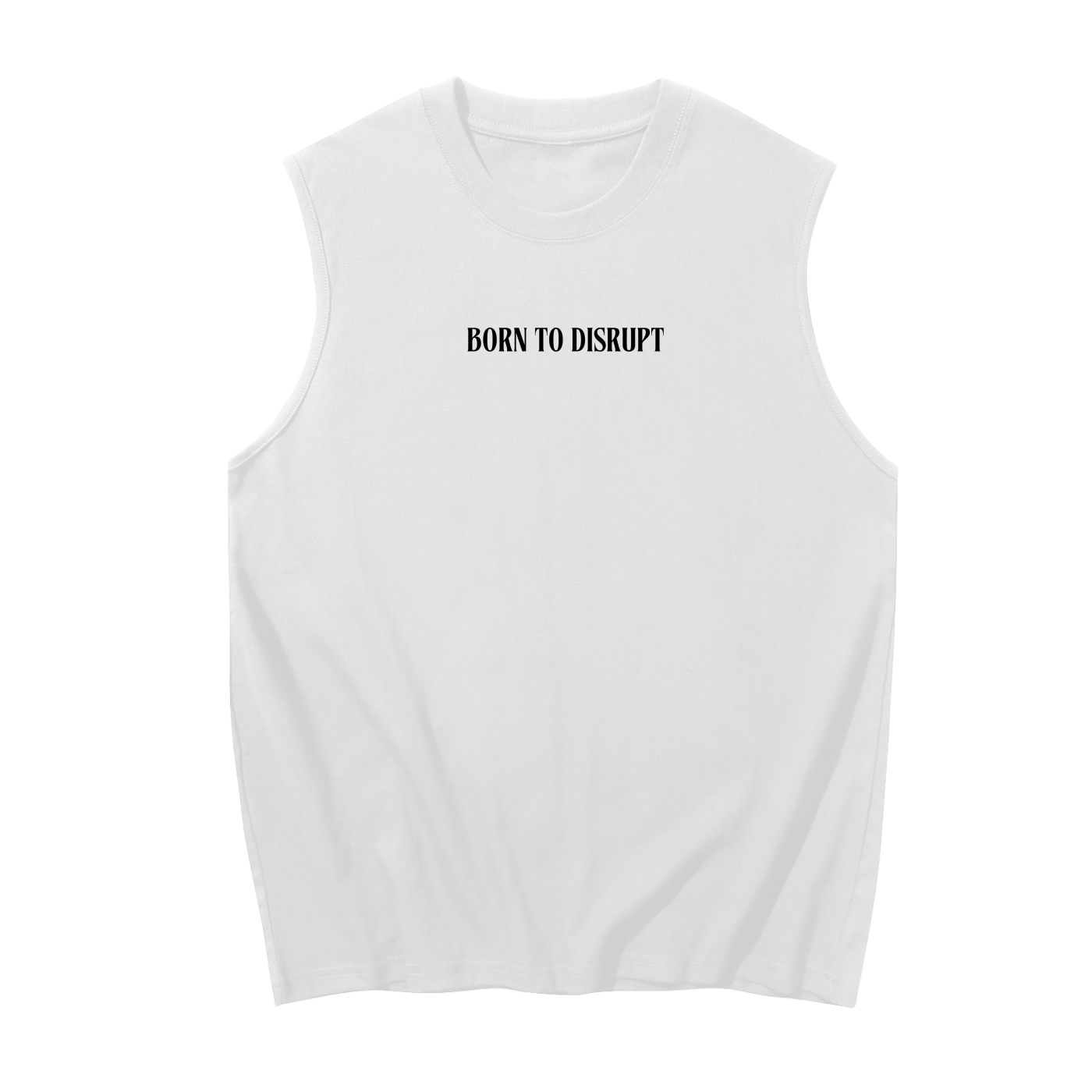 Born To Disrupt Sleeveless Cotton Tank- Black Print