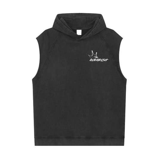 Small AURARUSH Snow Washed Raw Hem Sleeveless Hoodie