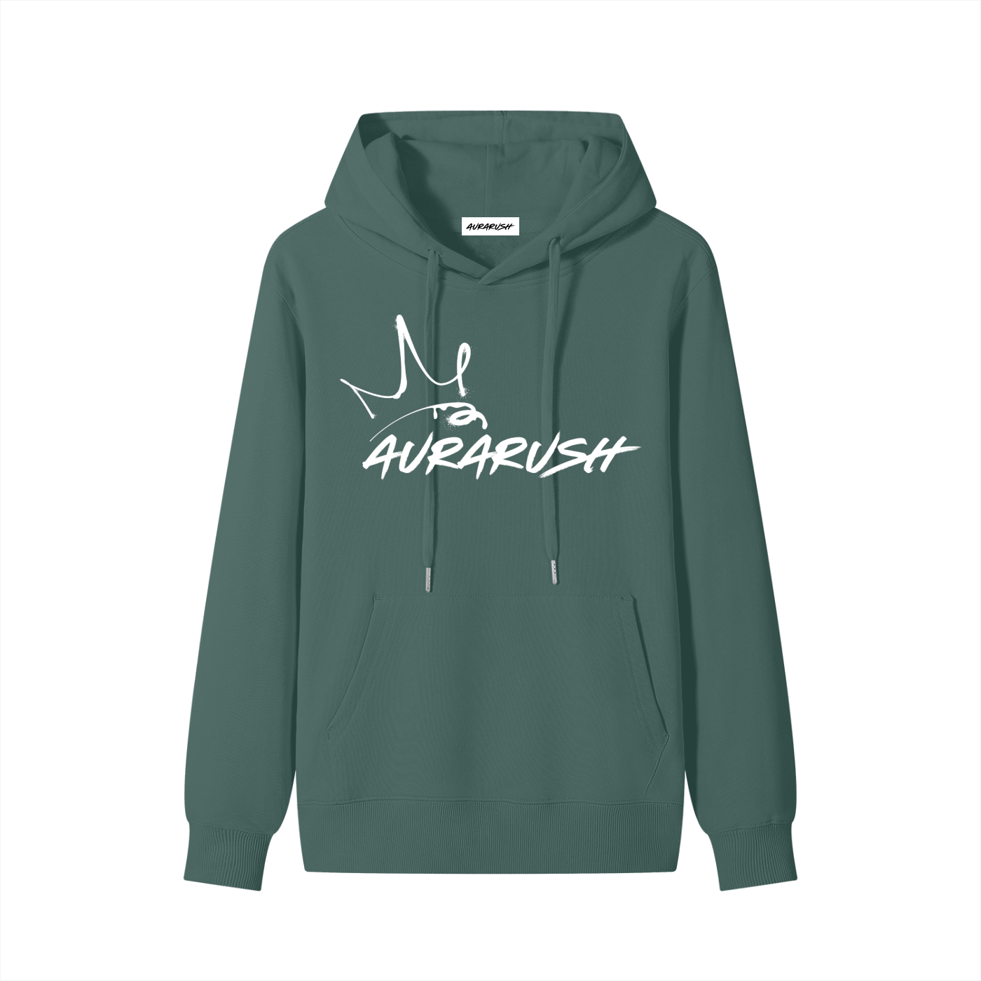 Large AURARUSH Classic Hoodie- White Prrint