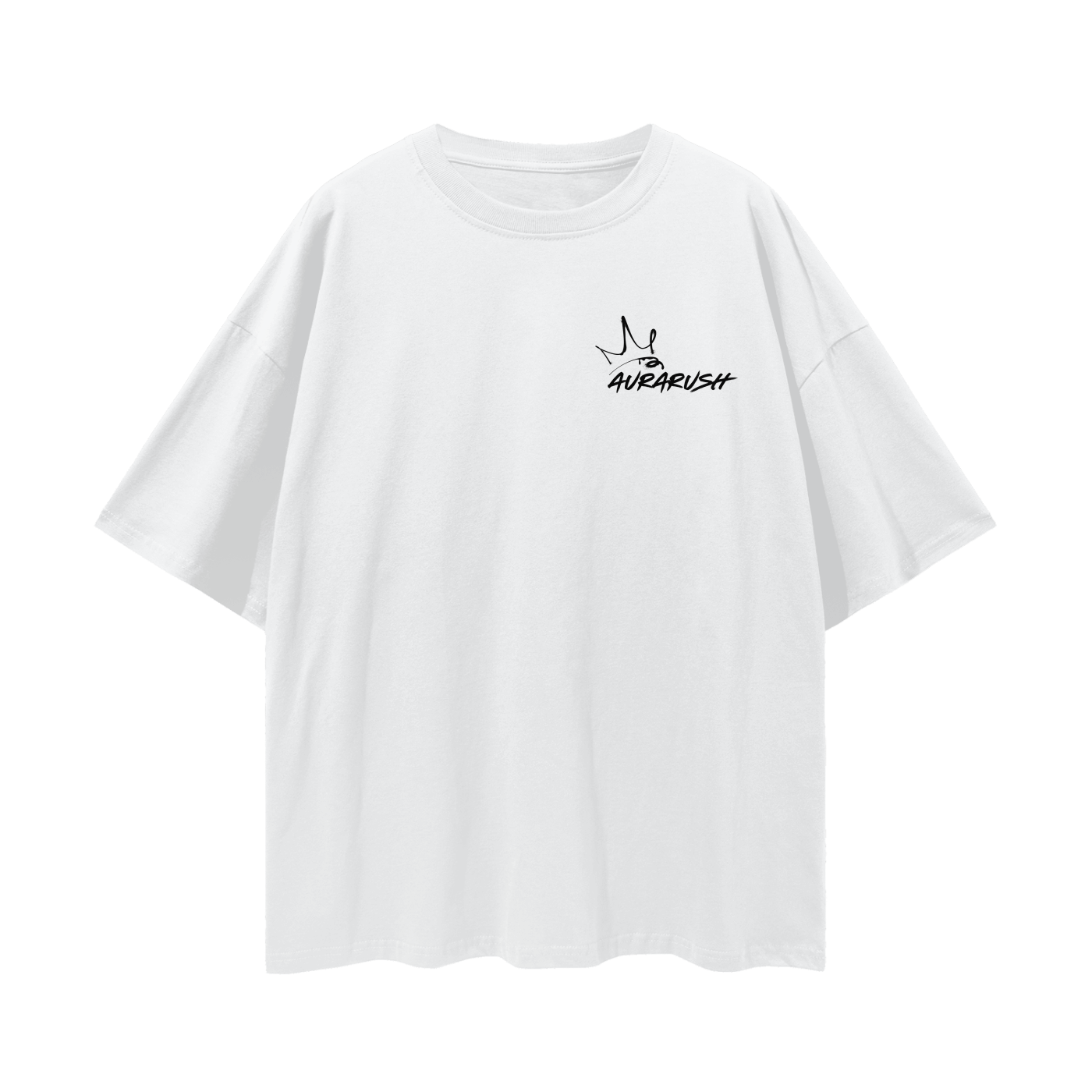 Small AURARUSH Loose Drop Shoulder Tee- Black Print