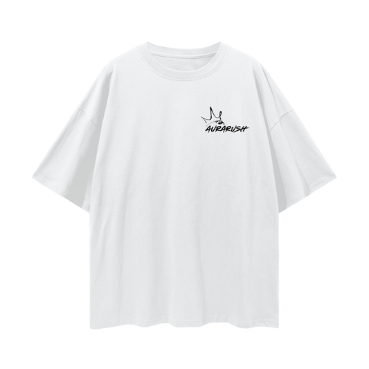 Small AURARUSH Loose Drop Shoulder Tee- Black Print