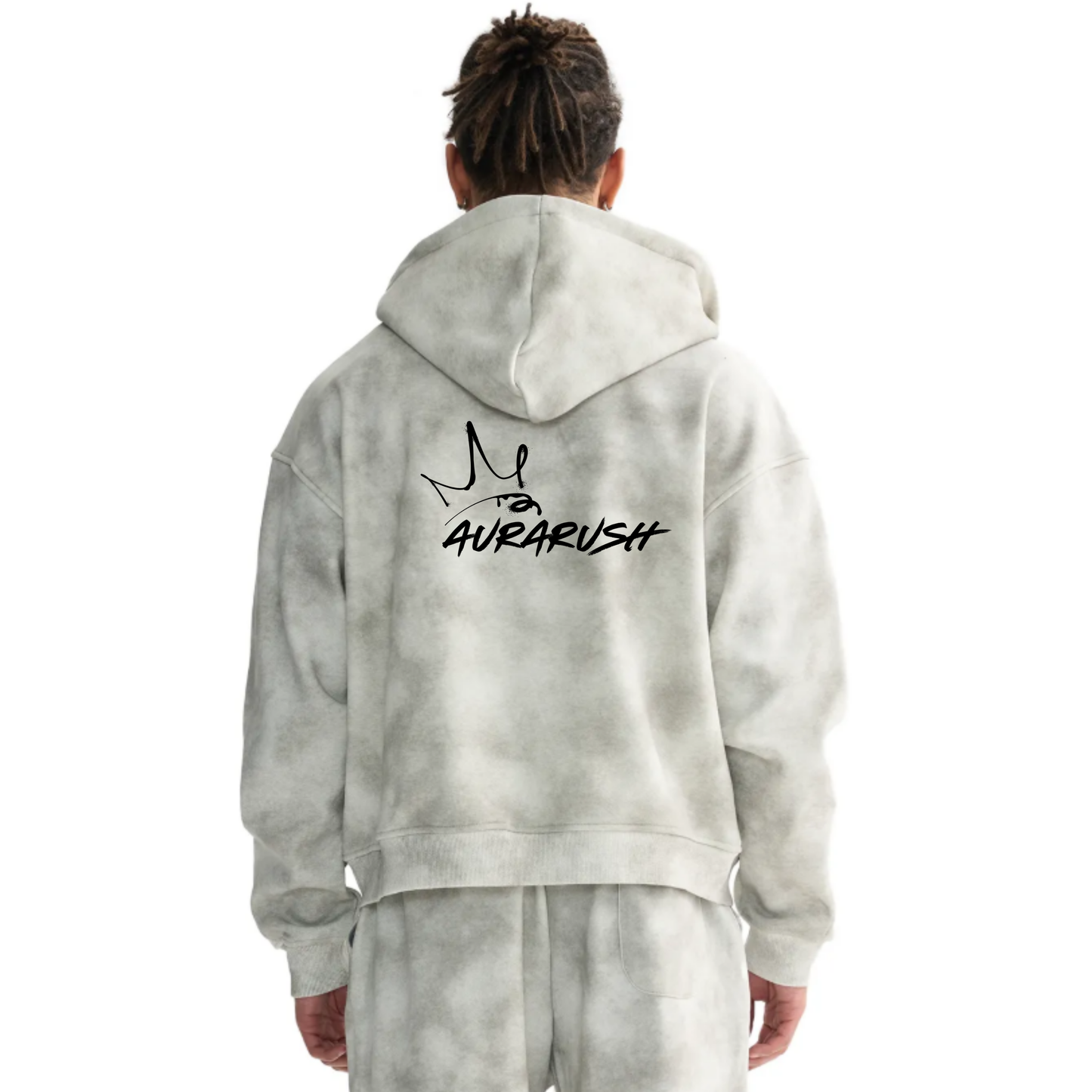 AR/AURARUSH Dirty Washed Zip Fleece Hoodie