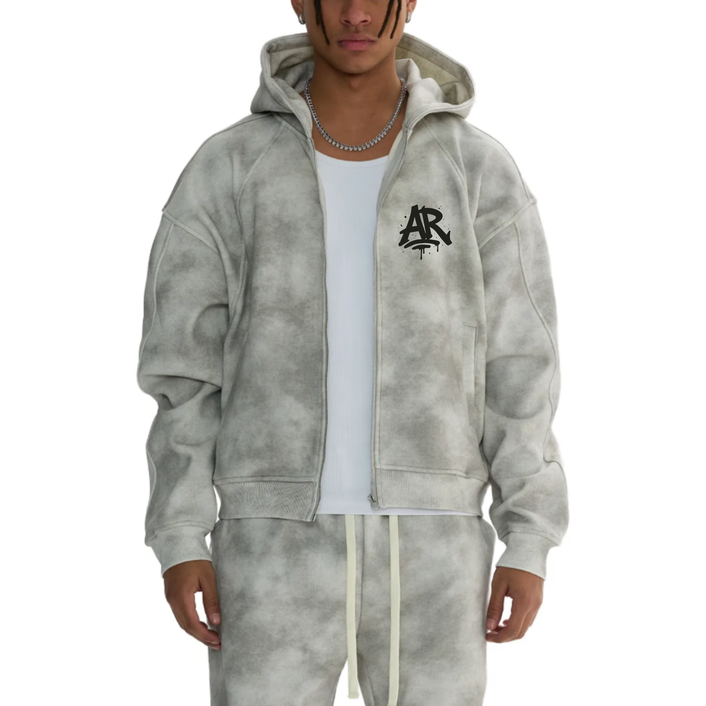 AR/AURARUSH Dirty Washed Zip Fleece Hoodie