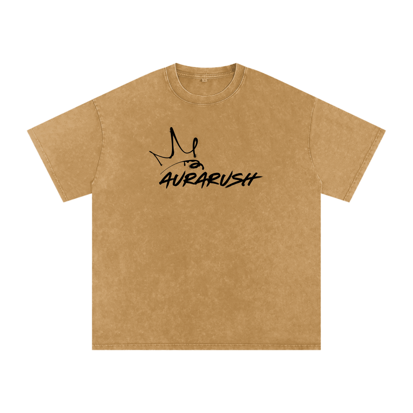 Large AURARUSH Snow Washed Oversized Tee- Black Print