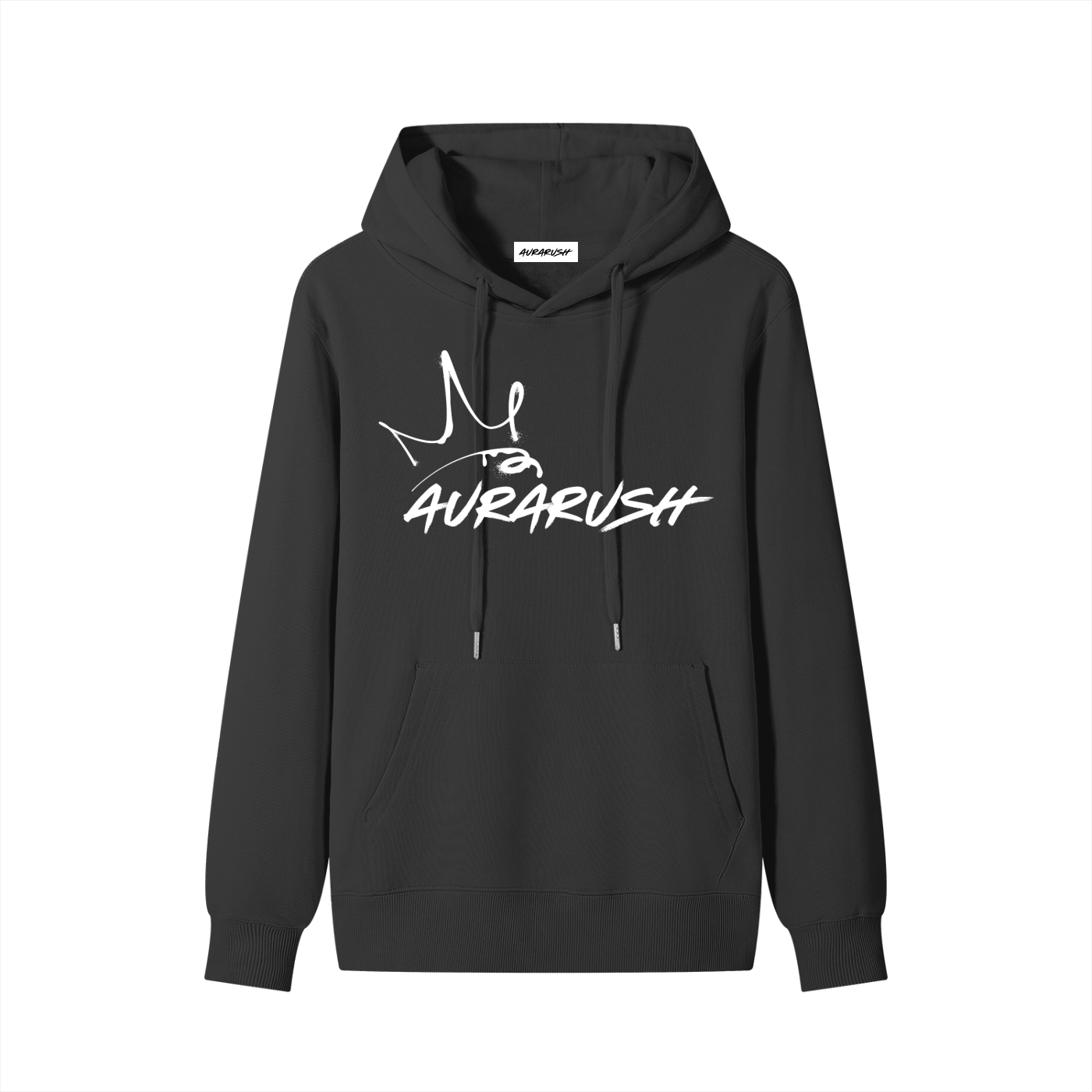 Large AURARUSH Classic Hoodie- White Prrint