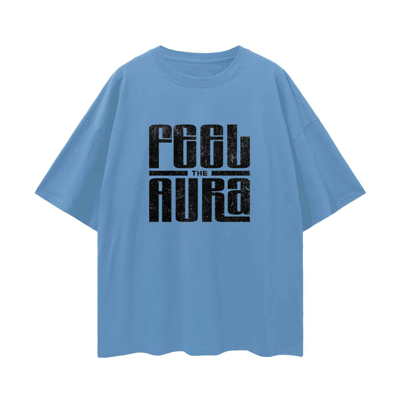 FEEL THE AURA Loose Drop Shoulder Tee- Black Print