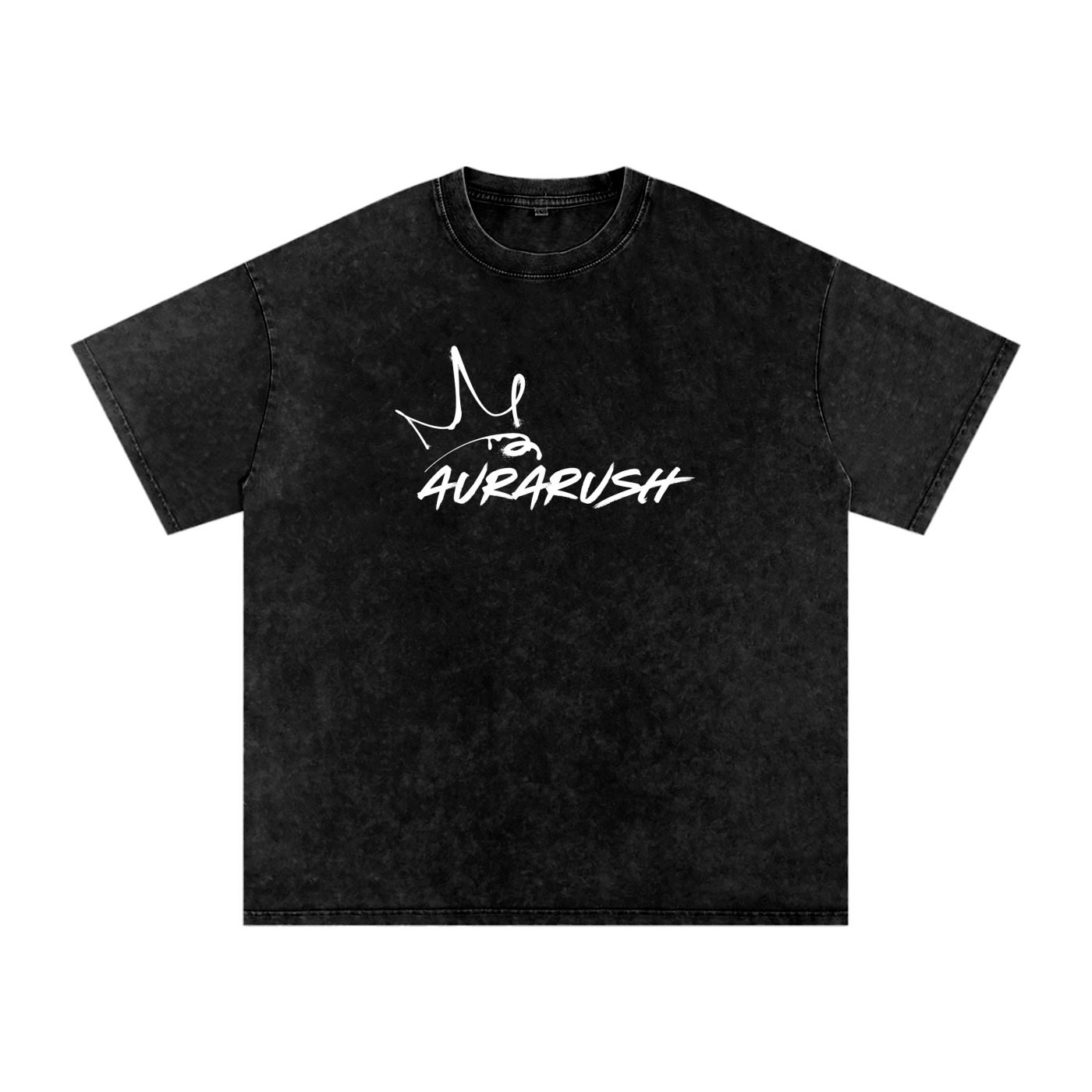 Large AURARUSH Snow Washed Oversized Tee- White Print