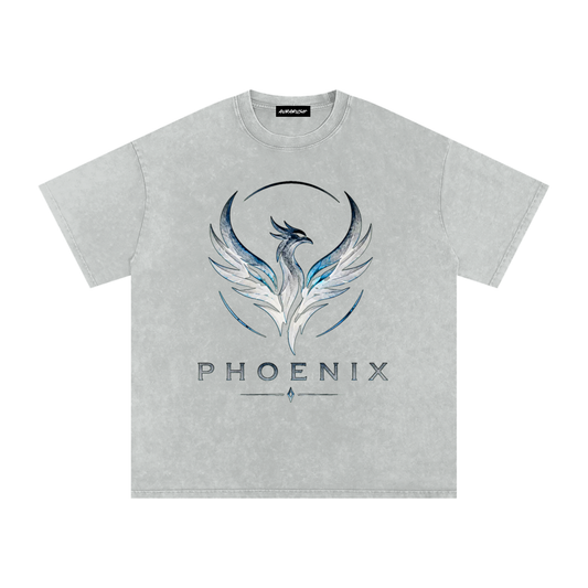 Phoenix Fortnite Clan Snow Washed Oversized Tee-White Print
