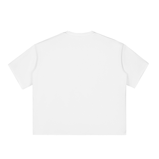 Large AURARUSH Boxy Half-Sleeve Raw-Edge T- Black Print
