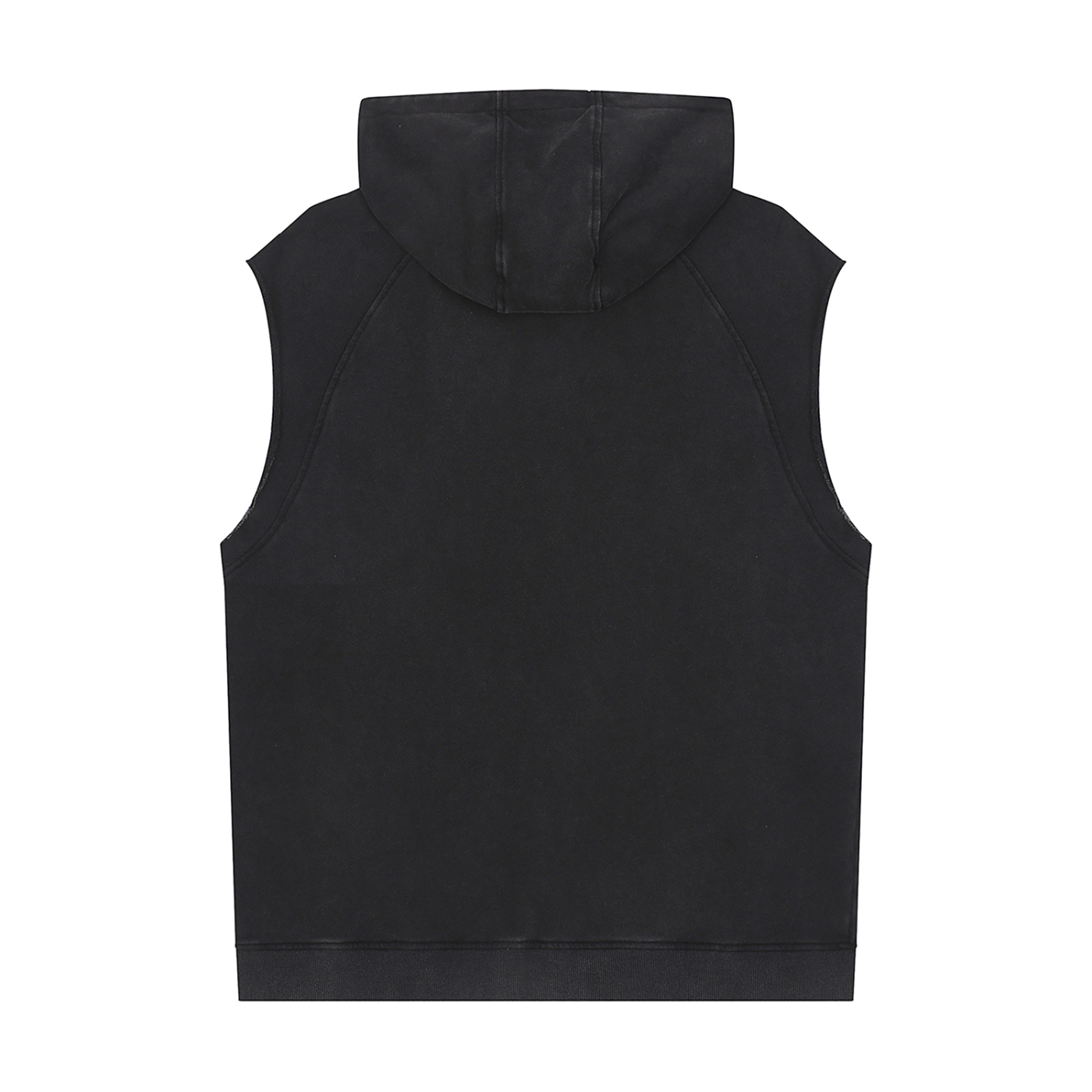 Large AURARUSH Snow Washed Raw Hem Sleeveless Hoodie