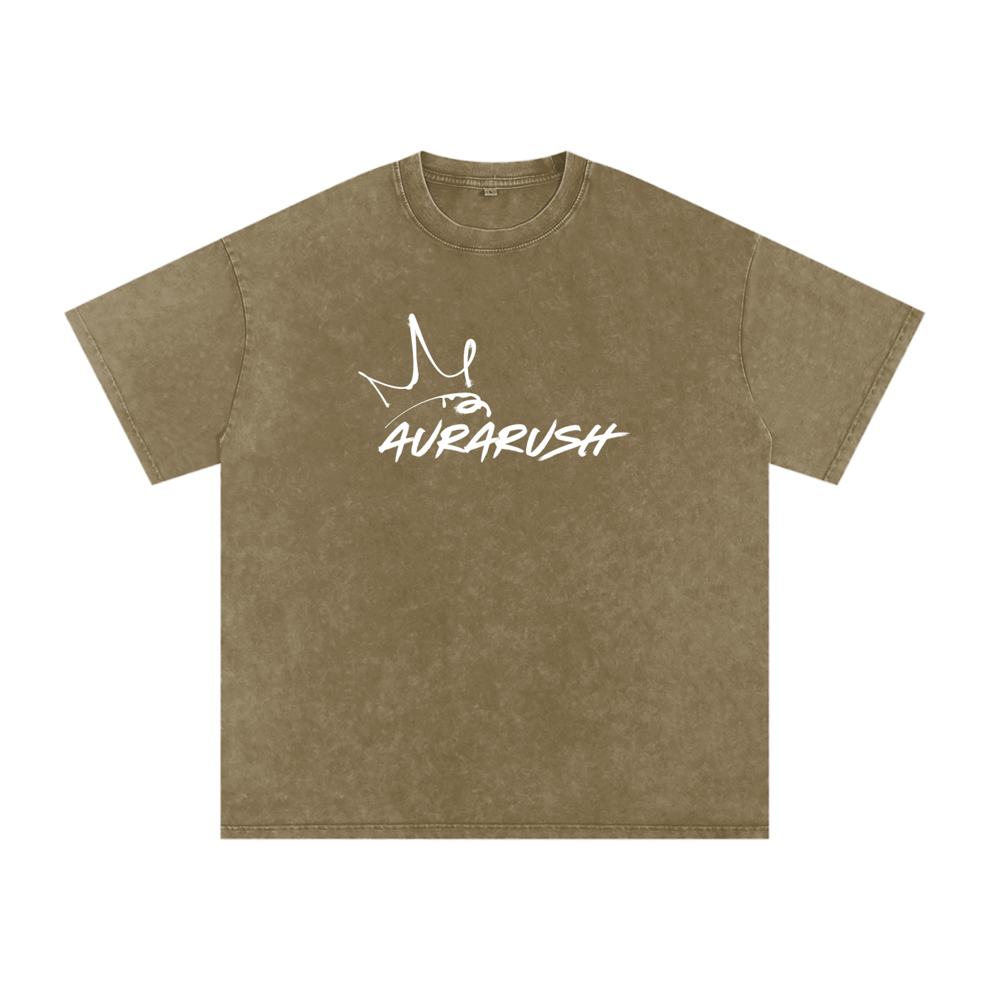 Large AURARUSH Snow Washed Oversized Tee- White Print