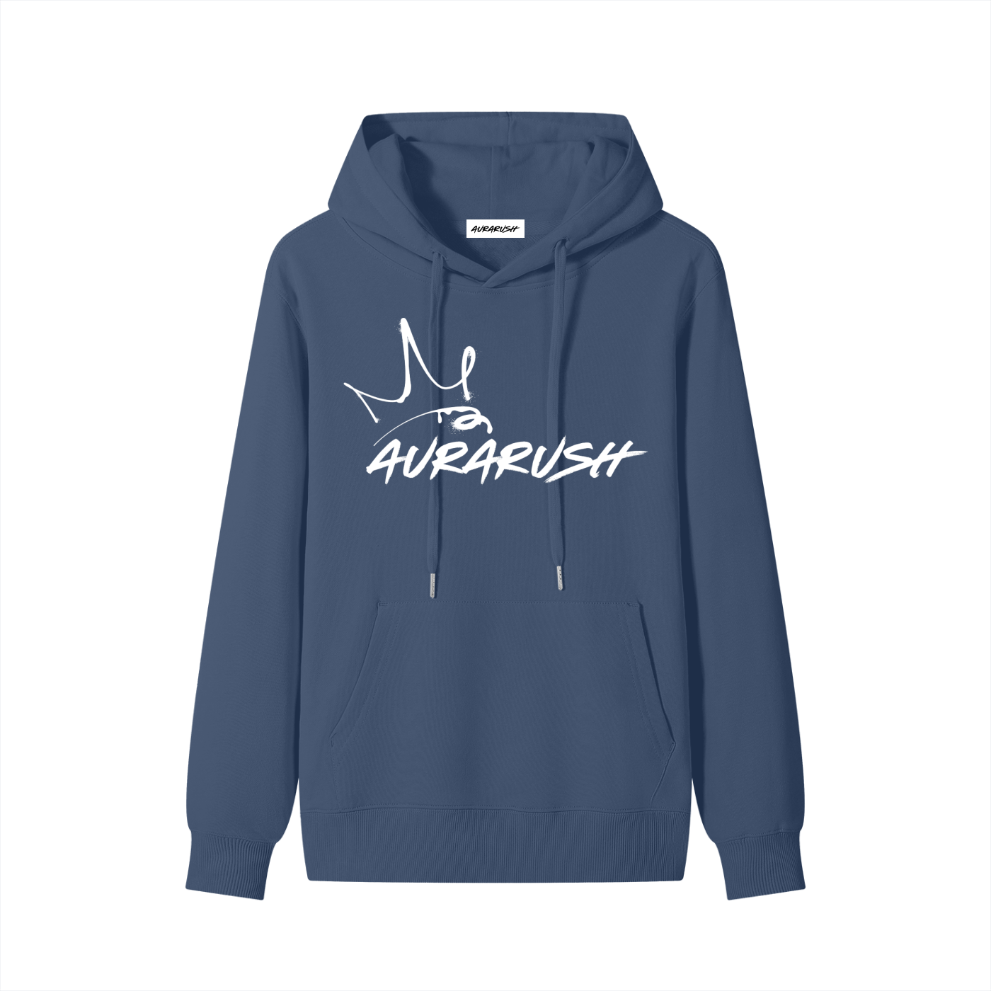 Large AURARUSH Classic Hoodie- White Prrint