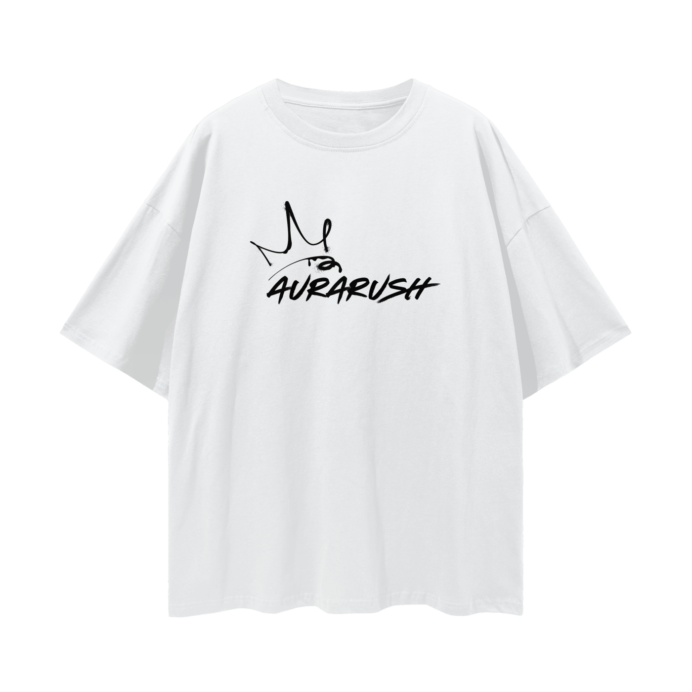 Large AURARUSH Loose Drop Shoulder Tee- Black Print