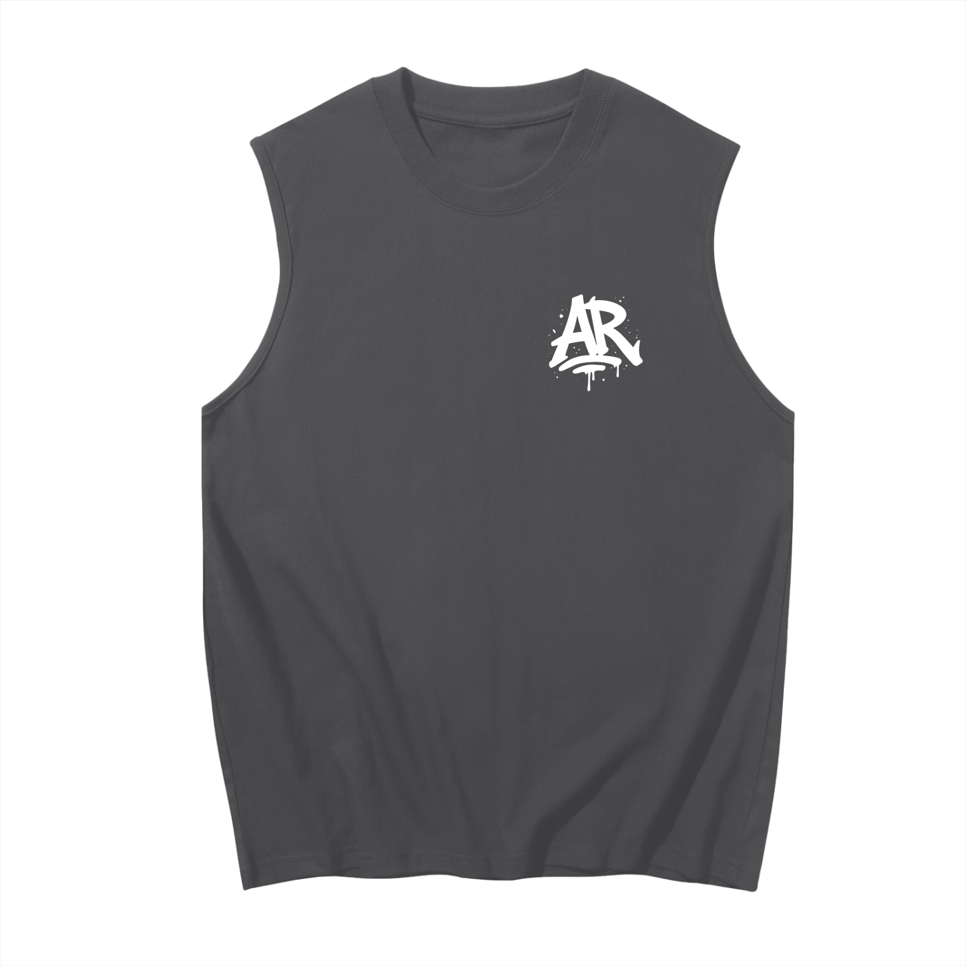 Small AR/Born To Disrupt Back Sleeveless Cotton Tank- White Print