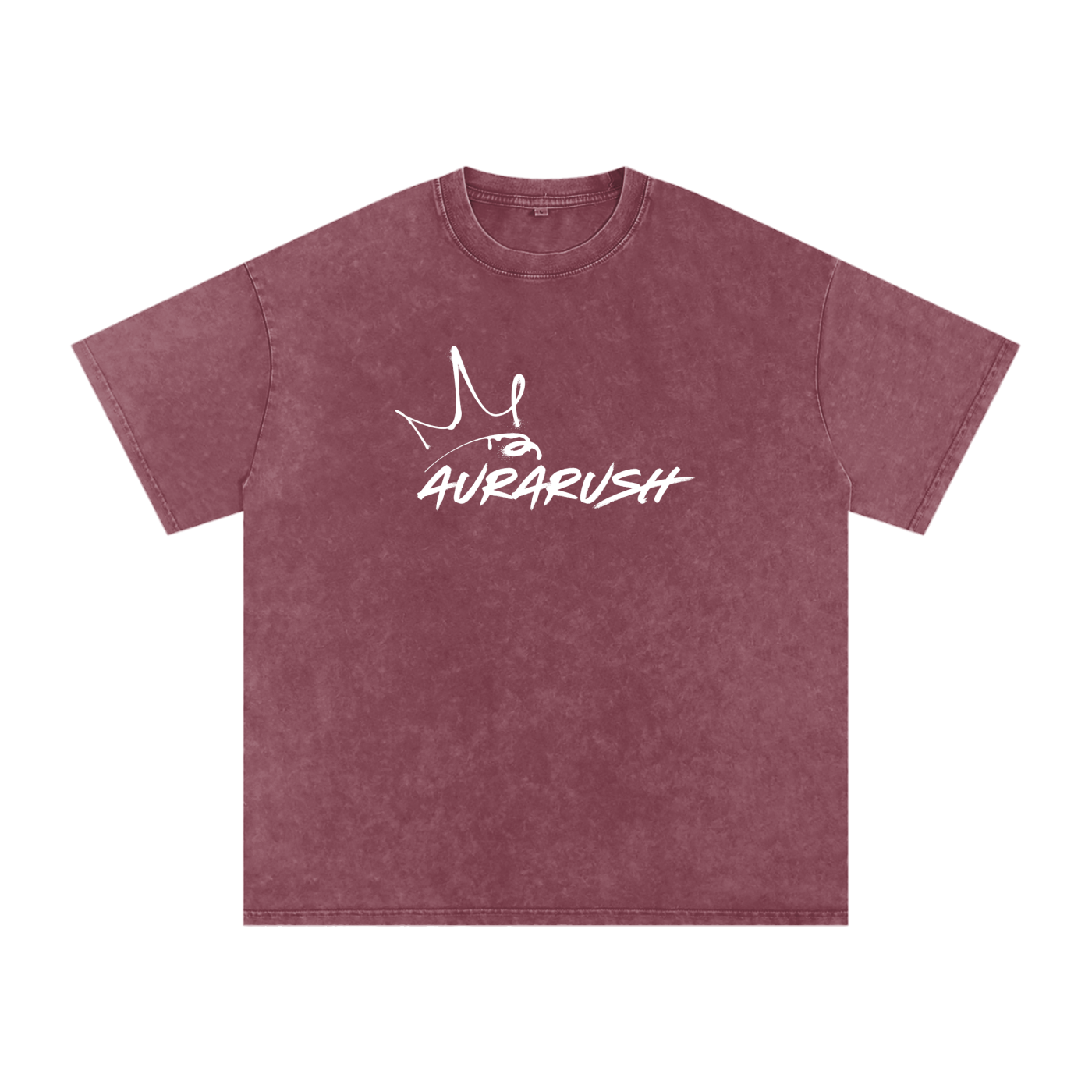 Large AURARUSH Snow Washed Oversized Tee- White Print