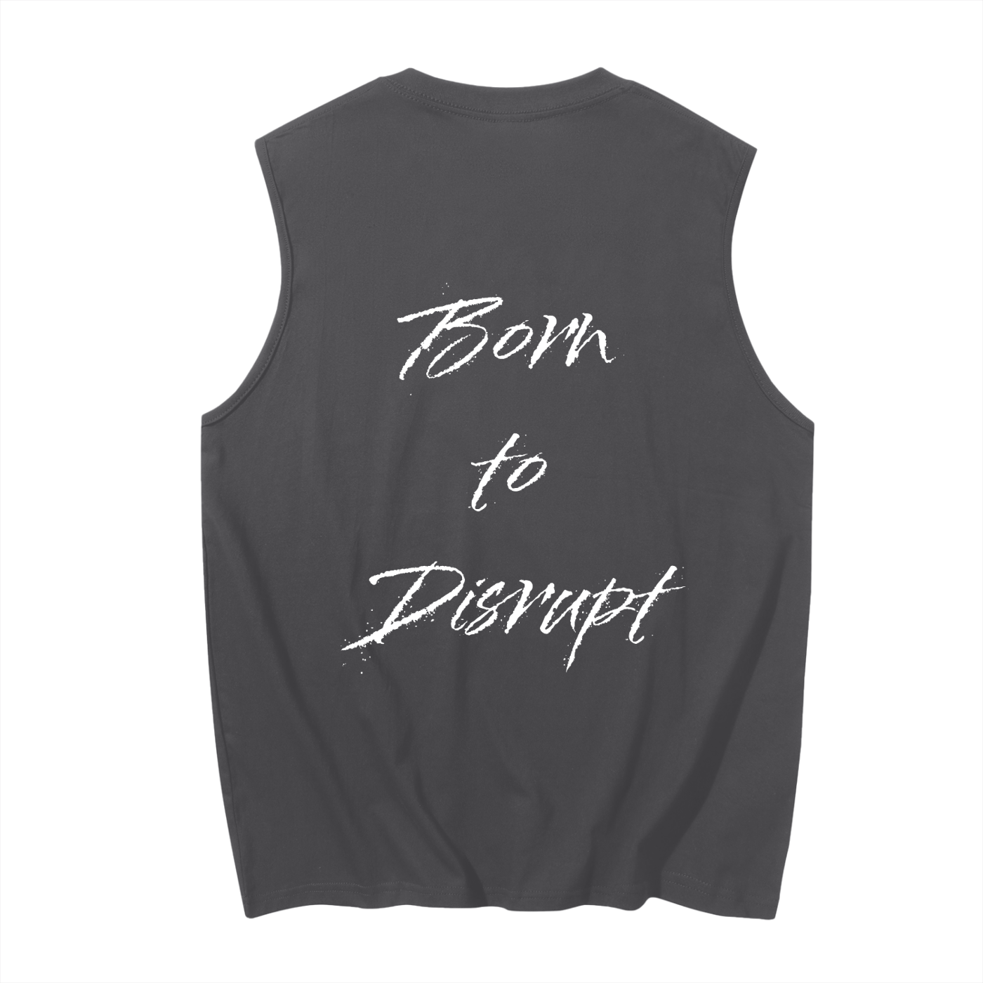 Small AR/Born To Disrupt Back Sleeveless Cotton Tank- White Print