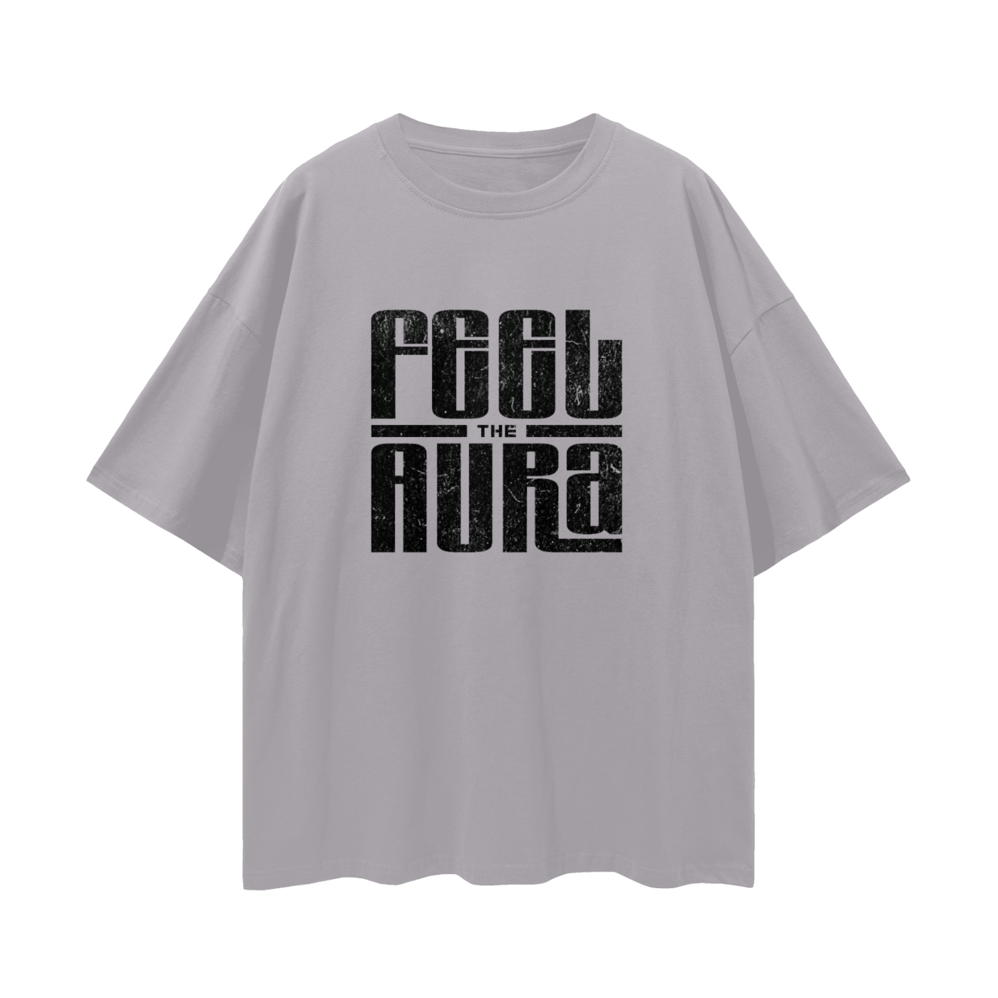 FEEL THE AURA Loose Drop Shoulder Tee- Black Print