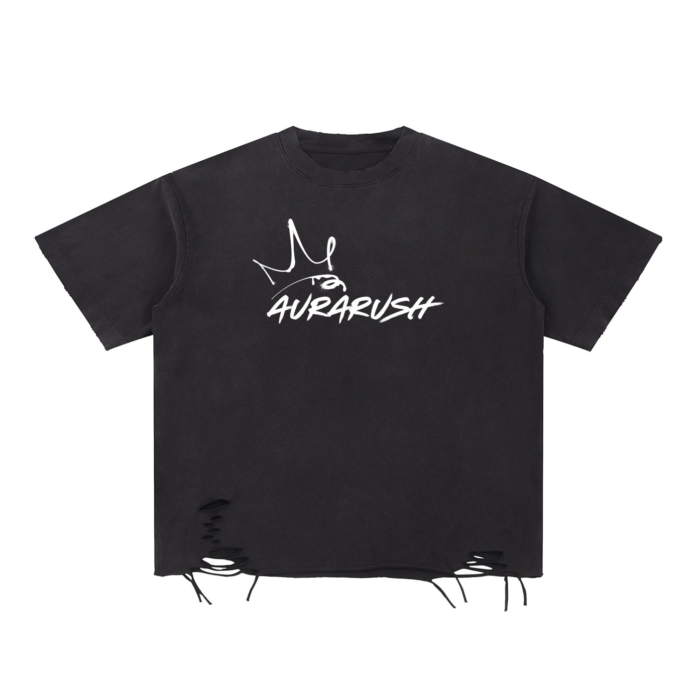 Large AURARUSH Snow Washed Raw-Hem Tee