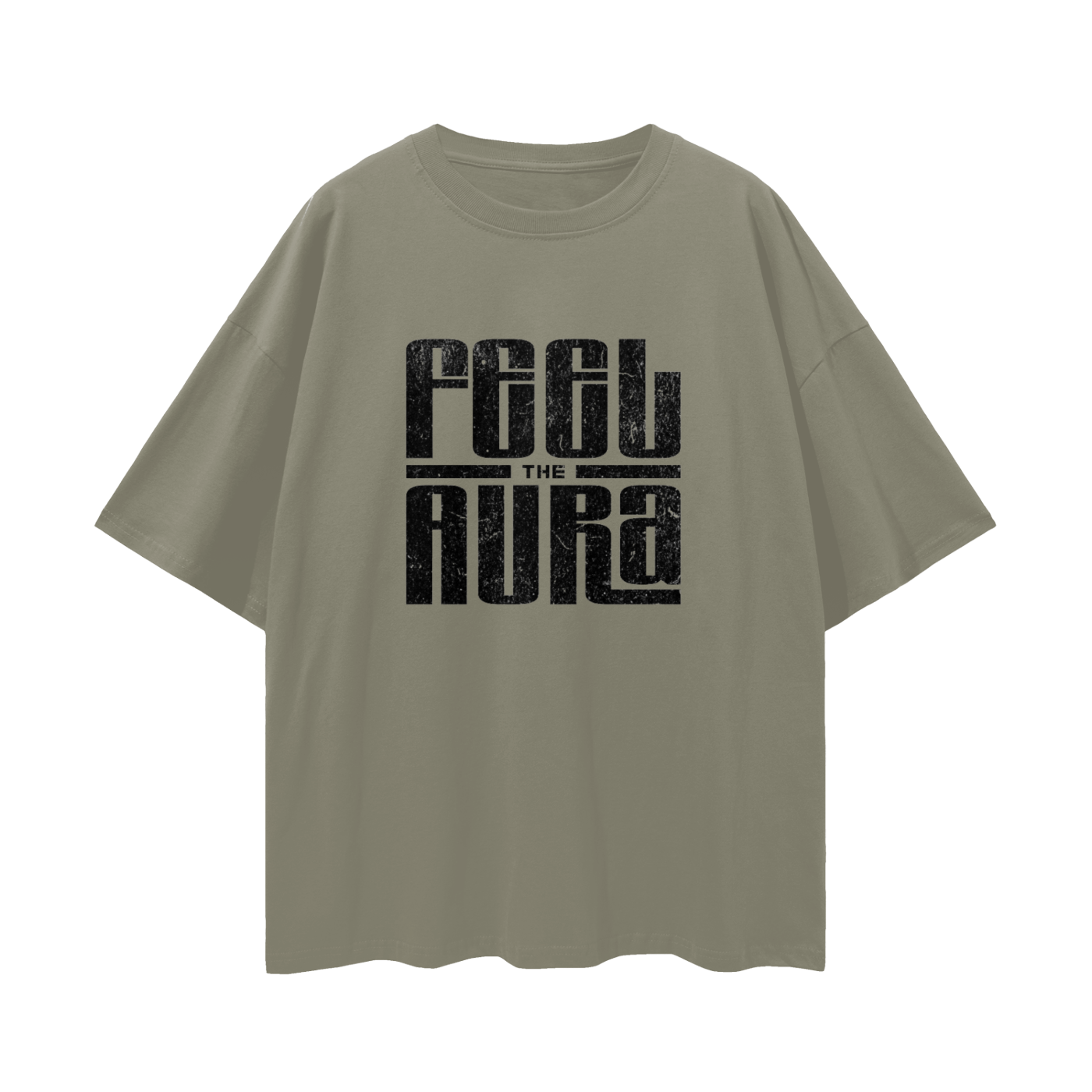 FEEL THE AURA Loose Drop Shoulder Tee- Black Print