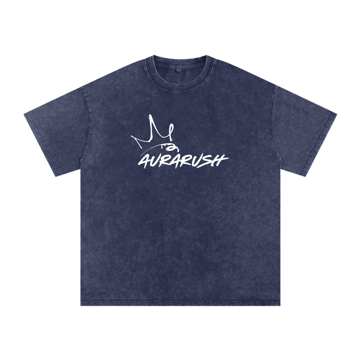 Large AURARUSH Snow Washed Oversized Tee- White Print