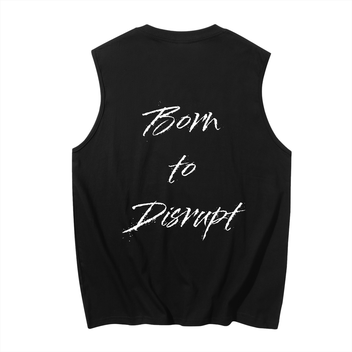 Small AR/Born To Disrupt Back Sleeveless Cotton Tank- White Print