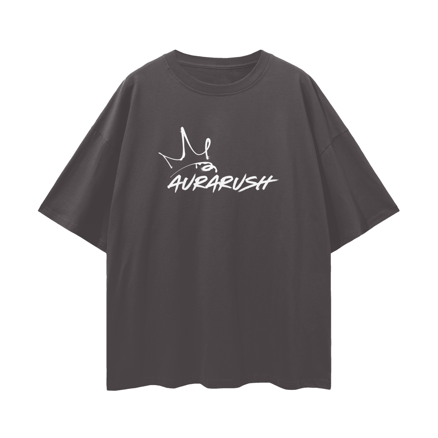 Large AURARUSH Loose Drop Shoulder Tee- White Print