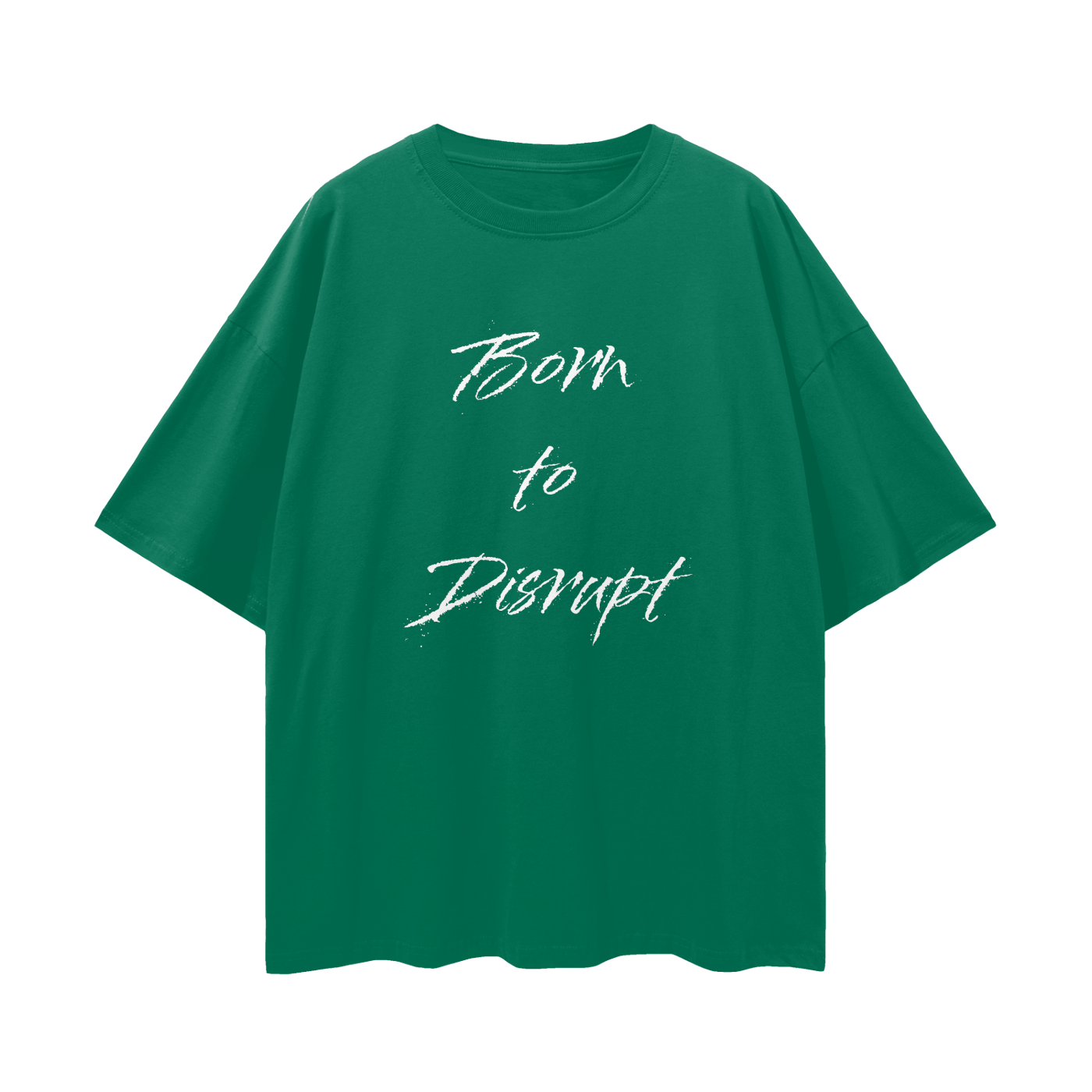 Born To Disrupt Splatter Loose Drop Shoulder Tee- White Print