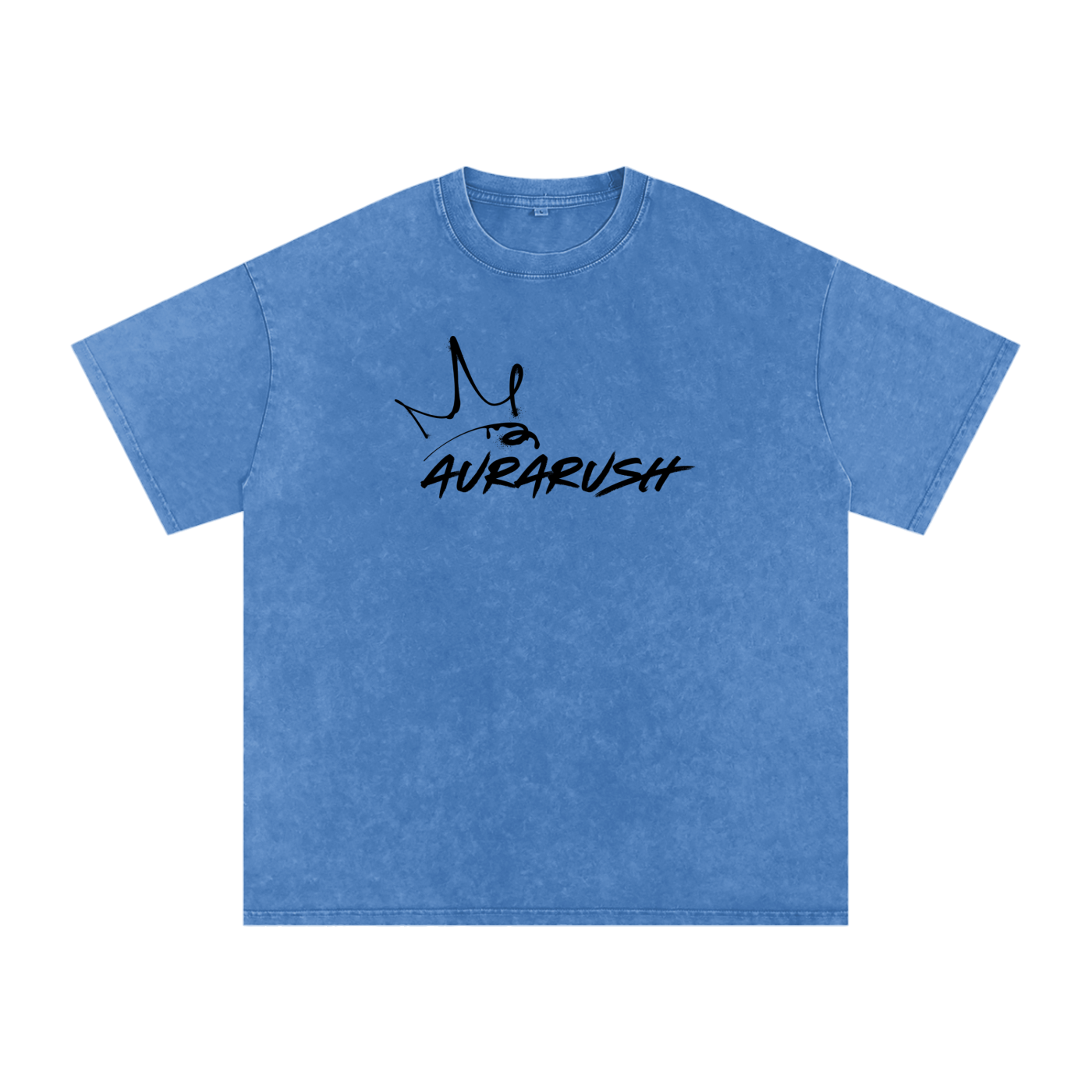 Large AURARUSH Snow Washed Oversized Tee- Black Print
