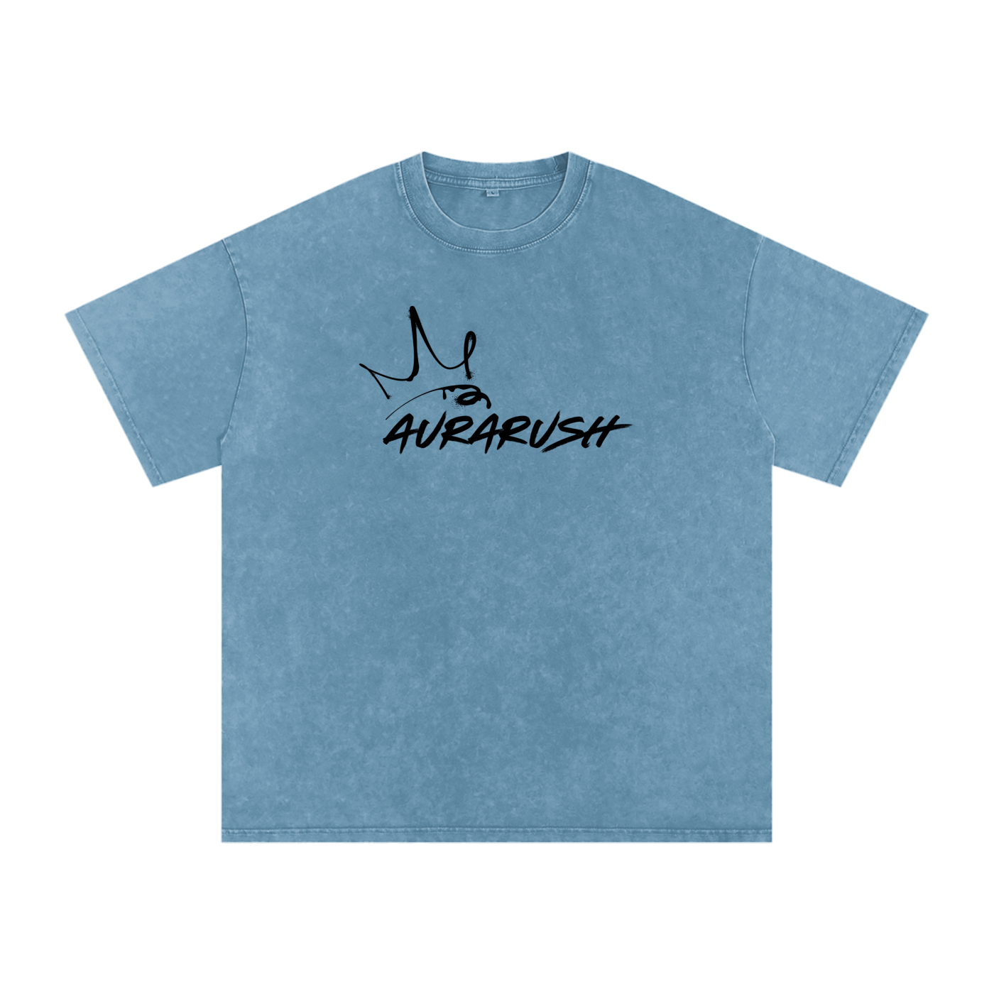 Large AURARUSH Snow Washed Oversized Tee- Black Print