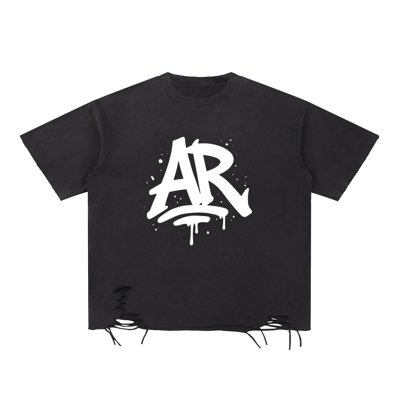Large AURARUSH Initials Snow Washed Raw-Hem Tee