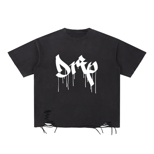 Drip Snow Washed Raw-Hem Tee
