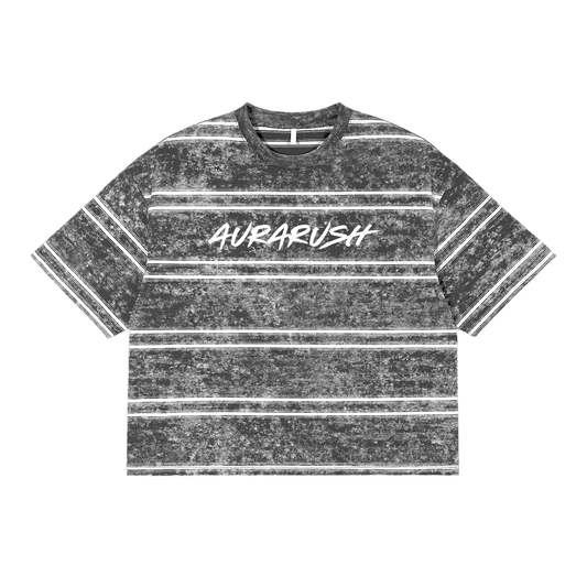 AURARUSH Snow Washed Striped Boxy Tee
