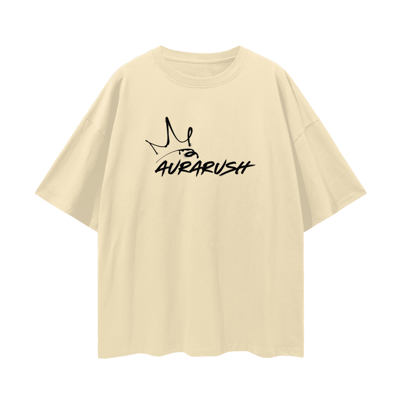 Large AURARUSH Loose Drop Shoulder Tee- Black Print