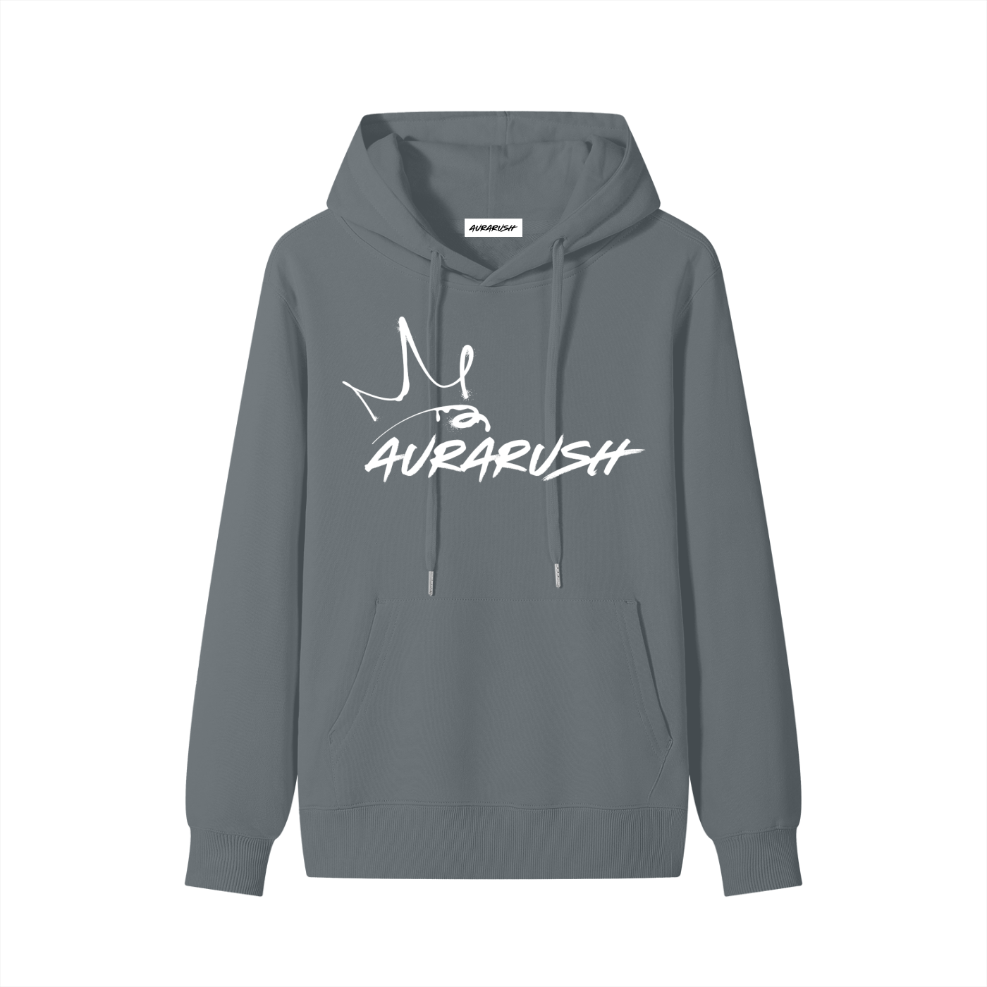 Large AURARUSH Classic Hoodie- White Prrint
