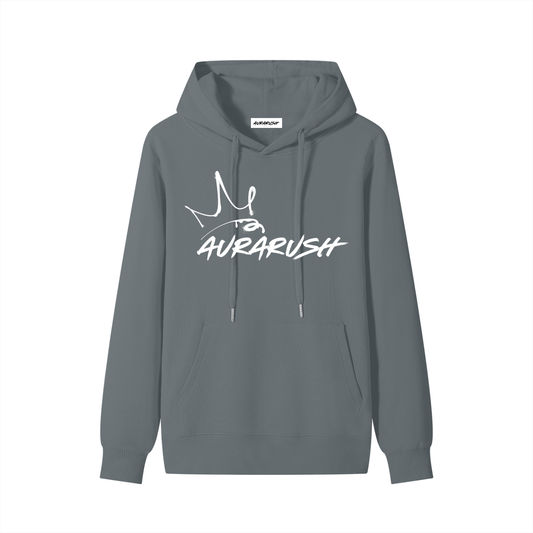 Large AURARUSH Classic Hoodie- White Prrint