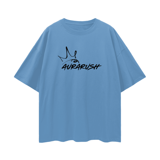 Large AURARUSH Loose Drop Shoulder Tee- Black Print