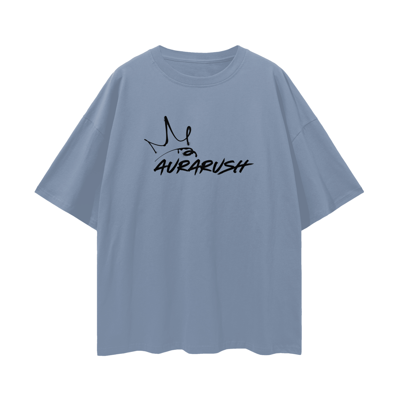 Large AURARUSH Loose Drop Shoulder Tee- Black Print